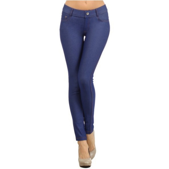 Pants - Stretchy Leggings Jeggings Skinny Pants Denim Blue